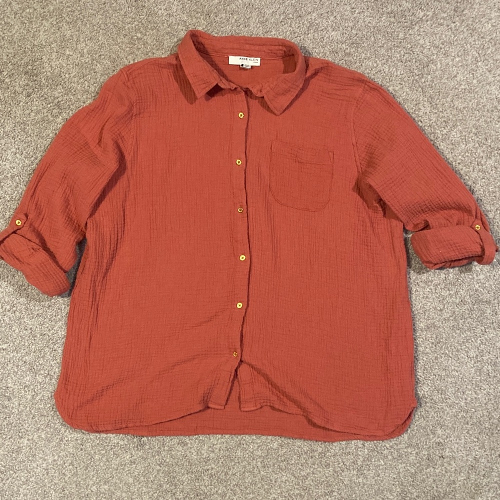 Anne Klein Terracotta Button-Up Shirt